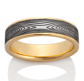 Infinity Damascus with 18k Yellow Gold Channel