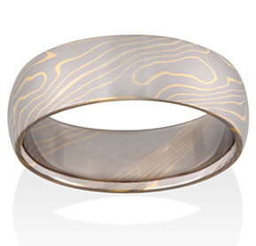 Aspen Mokume in 14k Pd White Gold and 18k Yellow Gold