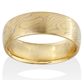 Aspen Mokume in 18k Yellow Gold and 14k Pd White Gold