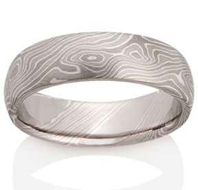 Birch Mokume in Pd950, 14k Pd White Gold and Silver