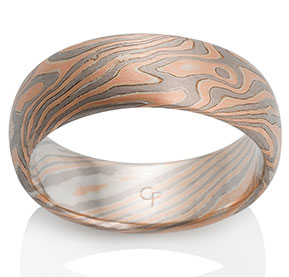 Oak Mokume in 14k Red Gold, 14k Pd White Gold and Silver