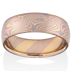 Birch Mokume in 18k Yellow Gold, 14k Red Gold and 14k Pd White Gold